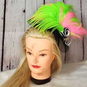 Flower Feather Net Neon Vibrant Frilly Kentucky Derby Headband Fascinator